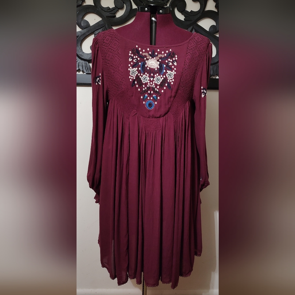 Free People Embroidered Mini Dress